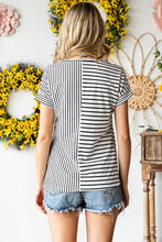 Striped Round Neck Short Sleeve Tee Woman T Shirts