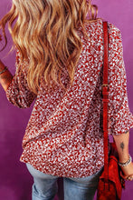 Printed Tie Neck Balloon Sleeve Blouse Woman Blouses