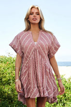 Davi & Dani Embroidery V Neck Short Sleeve Ruffled Mini Dress Casual Dresses