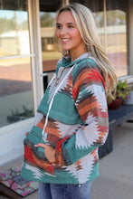 Geometric Half-Zip Drawstring Hoodie Woman Sweatshirts