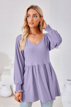 V-Neck Lantern Sleeve Blouse Woman Blouses