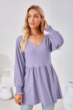 V-Neck Lantern Sleeve Blouse Woman Blouses