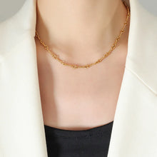 Titanium Steel Chain Link Necklace Gold One Size