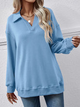 Collared Neck Dropped Shoulder Sweatshirt Woman Sweatshirts