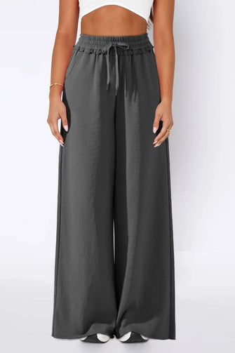 High Waist Wide Leg Pants Dark Gray