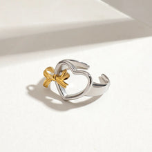 Two-Tone Stainless Steel Heart-Shaped Open Ring
