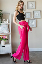 Bright fuchsia Heimish full size tie pants with paperbag waistband and matching belt for plus size offers