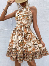 Floral Halter Neck Summer Mini Dress