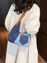 Color Block Adjustable Strap Shoulder Bag Dark Navy One Size Shoulder Bags
