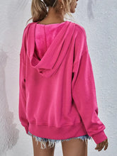 Dropped Shoulder Slit Hoodie Woman Sweatshirts
