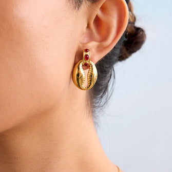 18K Gold-Plated Stainless Steel Shell Shape Earrings Gold One Size