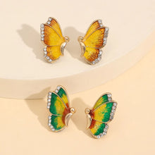 2 Piece Rhinestone Alloy Butterfly Stud Earrings Multicolor One Size