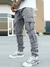 Men's Drawstring Pants with Cargo Pockets Gray