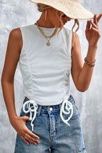 Drawstring Detail Round Neck Tank White Tanks & Camis