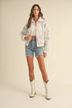 MABLE Floral Embroidered Fleece Teddy Jacket Woman Outerwear