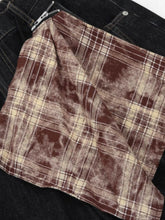 Men's Wide-Leg Denim Shorts with Plaid Accent
