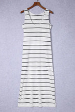 Vestido largo sin mangas con abertura y rayas blanco para mujer Vestido largo para mujer