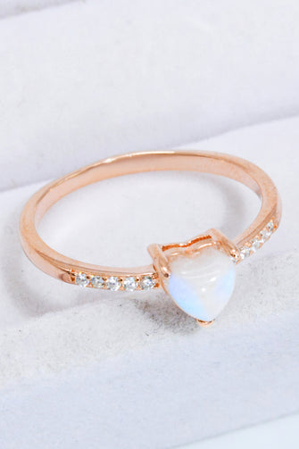 Natural Moonstone Heart 18K Rose Gold-Plated Ring Rose Gold