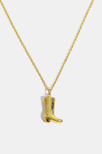 Cowboy Boot Pendant Stainless Steel Necklace Gold One Size