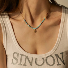 Turquoise Beaded Sun Charm Necklace Fashion Jewelry