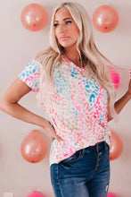 Leopard V-Neck Short Sleeve Tee Shirt Woman T Shirts