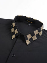 Men's Full Size Plaid Trim Collar Long Sleeve Shirt Plus Size