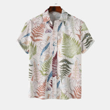 Men's Tropical Fern Print Short Sleeve Button-Up Shirt Multicolor