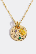 Inlaid Multicolored Zircon Round Pendant Copper Necklace Necklaces