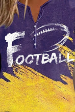 FOOTBALL Graphic Notched Neck Long Sleeve T-Shirt Woman T Shirts