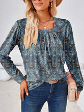 Full Size Square Neck Long Sleeve Blouse Woman Blouses