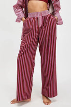 Striped Wide Leg Pants Deep Purple