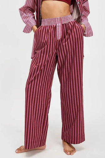 Striped Wide Leg Pants Deep Purple