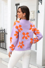 Angel Wings Floral Print Round Neck Dropped Shoulder Pullover Sweater Sweater Pullovers