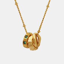 Titanium Steel Inlaid Zircon Pendant Necklace Gold One Size