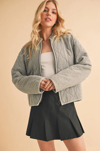 Aemi+Co Zip Up Quilted Jacket Gray Woman Outerwear