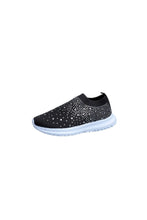 Rhinestone Decor Mesh Breathable Athletic Black