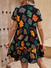 Printed V-neck Short Sleeve Boho Mini Dress