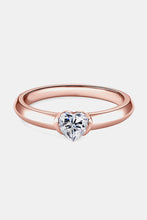 Moissanite 925 Sterling Silver Heart Solitaire Ring Rose Gold