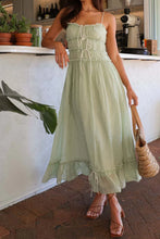 Ruffled Hem Frill Midi Cami Dress Light Green