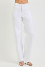 White high-waisted wide baggy pants with a clean minimalist design from RISEN full size high rise collection