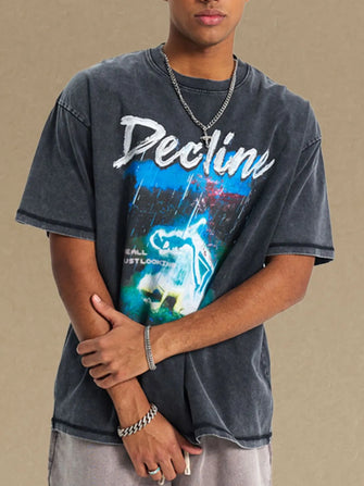 Men's Graphic Round Neck Half Sleeve T-Shirt Black
