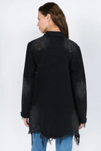 American Bazi Distressed Frayed Hem Denim Jacket Woman Outerwear