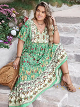 Plus Size Floral Tie Neck Flutter Sleeve Maxi Dress Woman Maxi Dress