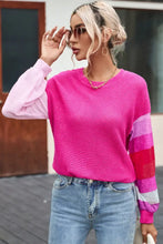 Color Block Waffle-Knit Blouse Woman Blouses