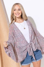And The Why Sheer Front Tie Knot Oversized Kimono Wrap Cover Up Woman Outerwear