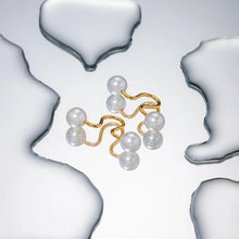 Stainless Steel Imitation Pearl Cuff Earrings Gold One Size