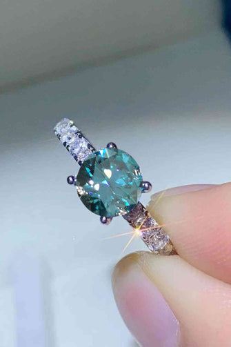 Future Style 1 Carat Moissanite Side Stone Ring Sky Blue