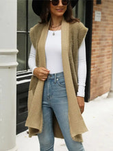 Pocketed Open Front Cap Sleeve Cardigan Woman Outerwear