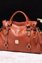 PU Leather Handbag with Tassels Brown One Size Handbags