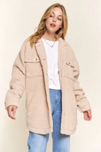 And The Why Teddy Sherpa Button Down Curved Hem Shacket Woman Outerwear